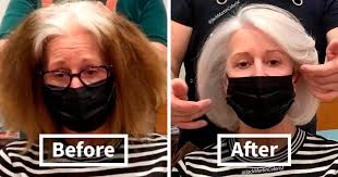 My hair is fine, but the gray was an entirely different texture, wiry and coarse. her reaction: Instead Of Covering Grey Roots This Hair Colorist Makes Clients Embrace It Bored Panda