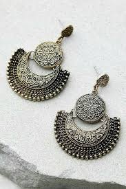 Taranpreet Kaur Antique Gold Earrings Fashion Jewelry Oxidised Jewellery
