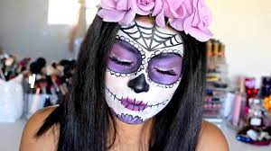 Halloween Makeup Tutorial Purple Sugar Skull Maquillaje Sugar Skull Maquillaje Halloween Tutorial Maquillaje Dia De Los Muertos