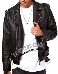 Front Zipped Vintage Leather Biker Jacket With Lady Luck Stamp Leather Jacket Men Leather Jacket Vintage Leather Jacket