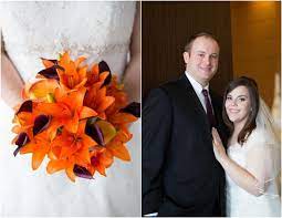 White truly pops when placed in an orange flower bouquet, while fuchsia hues bring out the warmth in the arrangement. Eggplant Orange Wedding Bouquet Truly Engaging Blog Orange Wedding Flowers Tropical Wedding Bouquets Orange Wedding Bouquet