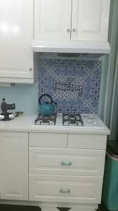 Vinyl Backsplash Stickers Only Behind Cooktop From Etsy Cobalt Blue And White Tiles Against Aquamarine Wal Vinyl Backsplash Arm Chair Covers Drapery Designs