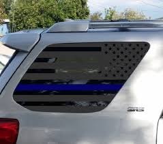 Matte Black American Flag Decal 4runner 2 Pack Thin Blue Line Police Supporter American Flag Worn Decal Set For Toyota 4runner 5th Generation 4runner Tf3 B 4runner Toyota 4runner American Flag Decal
