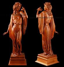 Carved Mahogany Sculpture Of A Girl With A Bird Wood Carving By Fred Zavadil Wood Sculpture Carving Wood Carving