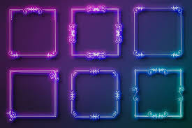 download premium illustration of neon holographic filigree frame set psd frame set antique artwork frame