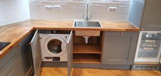 Check spelling or type a new query. Unused Modern Shaker Style Wood Blue Grey Kitchen With Solid Oak Worktops Unused Appliances
