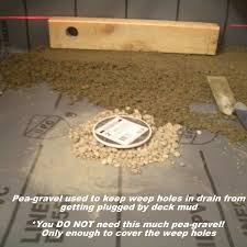 Weep Holes In Drain Covered With Pea Gravel Shower Floor Shower Remodel Bathroom Shower Walls