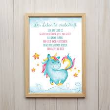 Leben Ist Zauberhaft Einhorn Spruch Kunstdruck Einhorn Spruche Spruche Kindergeburtstag Kunstdruck