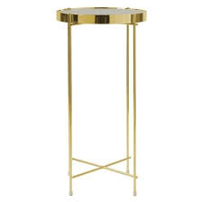 This Elegant Tall Gold Color Side Table Is Sturdy By Virtue Of Its Steel Frame Construction The Matching Mi Tall Side Table Side Table Glass Top Side Table