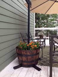 Creative Way To Hold Down A Patio Umbrella Paver Patio Backyard Patio Patio Landscaping
