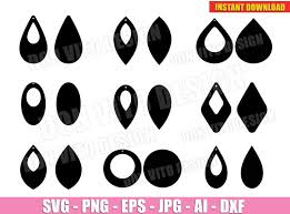 Download Earrings Bundle Svg Dxf Png Earring With Hole Cut Files Teardrop Clipart