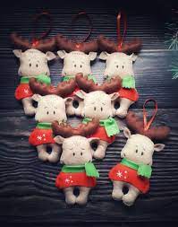 Felt Christmas Moose Ornament Felt Toy Deer Ornament Cute Christmas Deer Felt Deer Animal Felt Felt Christmas Felt Ornaments Christmas Moose