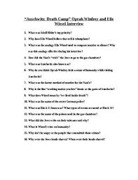 Wiesel explains to oprah that they were taken to the _ and killed one at a time. Oprah And Elie Wiesel At Auschwitz Worksheets Teaching Resources Tpt