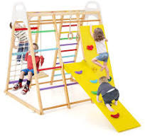 8-in-1 Wooden Jungle Gym Playset with Slide and Monkey Bars - Costway