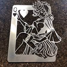 I received 2 prints to cover whether i was going to frame with or without a mat. Queen Of Hearts Poker Pinup Playing Card Metal Art Man Etsy Custom Metal Art Playing Cards Metal Art