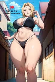 Tsunade in panties and bra outdoor - Rule 34 AI Art