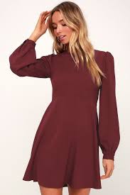 Follow Me Burgundy Long Sleeve Dress Long Sleeve Burgundy Dress Long Sleeve Casual Dress Long Sleeve Dress