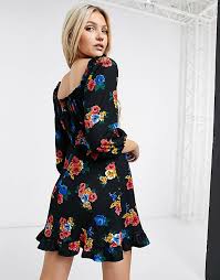 Save on dresses at jcpenney®. Miss Selfridge Long Sleeve Fit And Flare Dress In Black Floral Asos