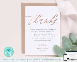 Rose Gold Thank You Card Printable Template Wedding Thank You Card Printable Baby Shower Thank You Bridal Shower Thank You Card Idc008x Thank You Card Template Thank You Cards Printable