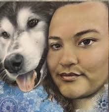 Someone's portrait of there dog. I left it at goodwill