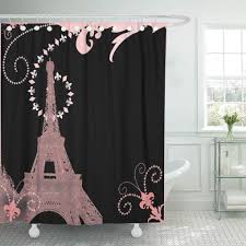 Cynlon French Girly Black And Pink Paris Eiffel Tower Parisian Bathroom Decor Bath Shower Curtain 60x72 Inch Walmart Com In 2020 Parisian Bathroom Pink Bathroom Decor Paris Bathroom Decor
