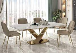 Browse our 10,000 square foot showroom and discover two floors that are filled with transitional, modern, mission, and shaker furniture for every room in your home. Buy Rocco Sintered Stone Dining Table Gold Base Tables Fancy Homes