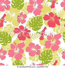 More than 3 million png and graphics resource at pngtree. Pattern Of Tropical Leaves And Flowers Hibiscus Flower Hawaii Summer Background Vector Illustration Canstock