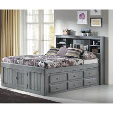 Solid Pine Full Bookcase Bed With 6 Drawers In Charcoal Bed With Drawers Bookcase Bed Captains Bed