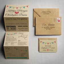 Vintage Bunting Kraft Concertina Wedding Invitation Festival Wedding Invitations Wedding Brunch Invitations Wedding Invitations Rustic