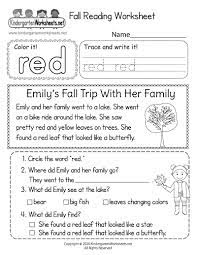 Fall Reading Worksheet Reading Worksheets Fall Reading Fall Worksheets