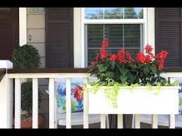Table of contents porch railing planters natural cedar fence railing hanging planter box hang flowers from the garden wall. Diy Deck Or Porch Rail Planter Box Youtube