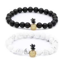 Black And White Bead Bracelet Meaning Pineapple Lover Bracelets Stacked White Beads Bracelet Pineapple Bracelet Lovers Bracelet
