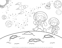 There are rocket ships, satellites, solar system planets, astronauts and aliens colouring book to print for kids. Astronaut Rocket Ship Outer Space Coloring Pages Rainbow Printables