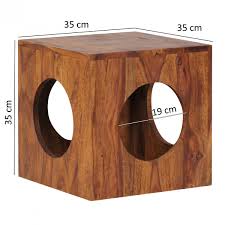 Chrom holz tisch 35x35 : Weran Beistelltisch Mumbai Massivholz Sheesham 35x35 Cm Cube Wohnzimmer Tisch Design Landhaus Stil Couchtisch Quadratisch