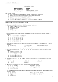 Soal Kimia Kelas Xi Semester 1