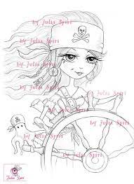 Sello Digital Paginas Para Colorear C Juliaspiri Todos Los Dibujos Estan Registrados En Copyright Office Sellos Digitales Albumes De Recortes Chicas Piratas