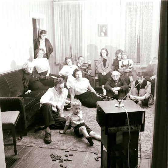 American family watching TV in 1949.
