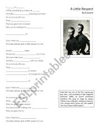 We can make love not war and live at peace with our hearts. Erasure A Little Respect Esl Worksheet By Eowynsilme