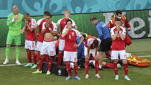 Denmark's christian eriksen is taken away on a stretcher after collapsing on the pitch during the euro 2020 soccer championship group b match between denmark and finland at parken stadium in. Wg5fwj9krkhlrm
