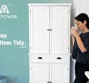 Amazon.com: ARTPOWER Kitchen Pantry Storage Cabinet with Drawer and  Adjustable Shelves, Pantry Cabinet for Kitchen, Bathroom or Hallway, Black  : Home ...
