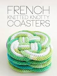 You can make them in any size and shape time to knit these wonderful and brigh shaped crochet coasters if you have kids at your house! French Knitted Knotted Coasters My Poppet Makes