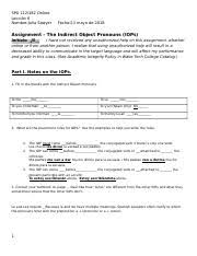 Indirect Object Pronouns Handout 17 18 Revised Docx