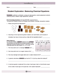 In this activity they are asked to add coeffiencents to the reactants and products, as they change coefficients they will see the number of atoms change. Student Exploration Balancing Chemical Equations Fill Online Printable Fillable Blank Pdffiller