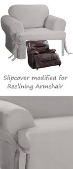 Reclining Chair Slipcover T Cushion Cotton Gray Sure Fit Grey Armchair Slipcovers For Chairs Slipcovers Recliner