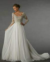 Long Sleeve Wedding Dress Intricate Beaded Lacy Top With Flowing Chiffon Skirt Wedding Dress Long Sleeve Wedding Dresses Wedding Dresses Kleinfeld