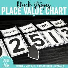 place value chart display black white freebie