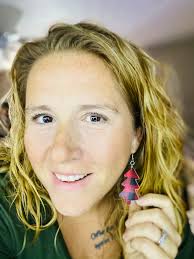 Buffalo Plaid Leather Christmas Tree Earrings