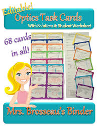 Optics Task Cards 68 Cards With Student Worksheets And Full Solutions Topics Electromagnetic Spectrum Light Prod Task Cards Electromagnetic Spectrum Task