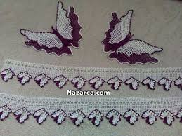Kelebekli Havlu Ucu Ve Gobegi Dantel Yapimi Nazarca Com Tig Desenleri Tig Isleri Baby Knitting Patterns
