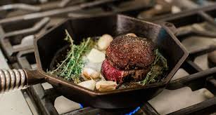 Place the steak into the skillet and cook until it's easily moved. Cast Iron Seared Filet Mignon Southern Kitchen